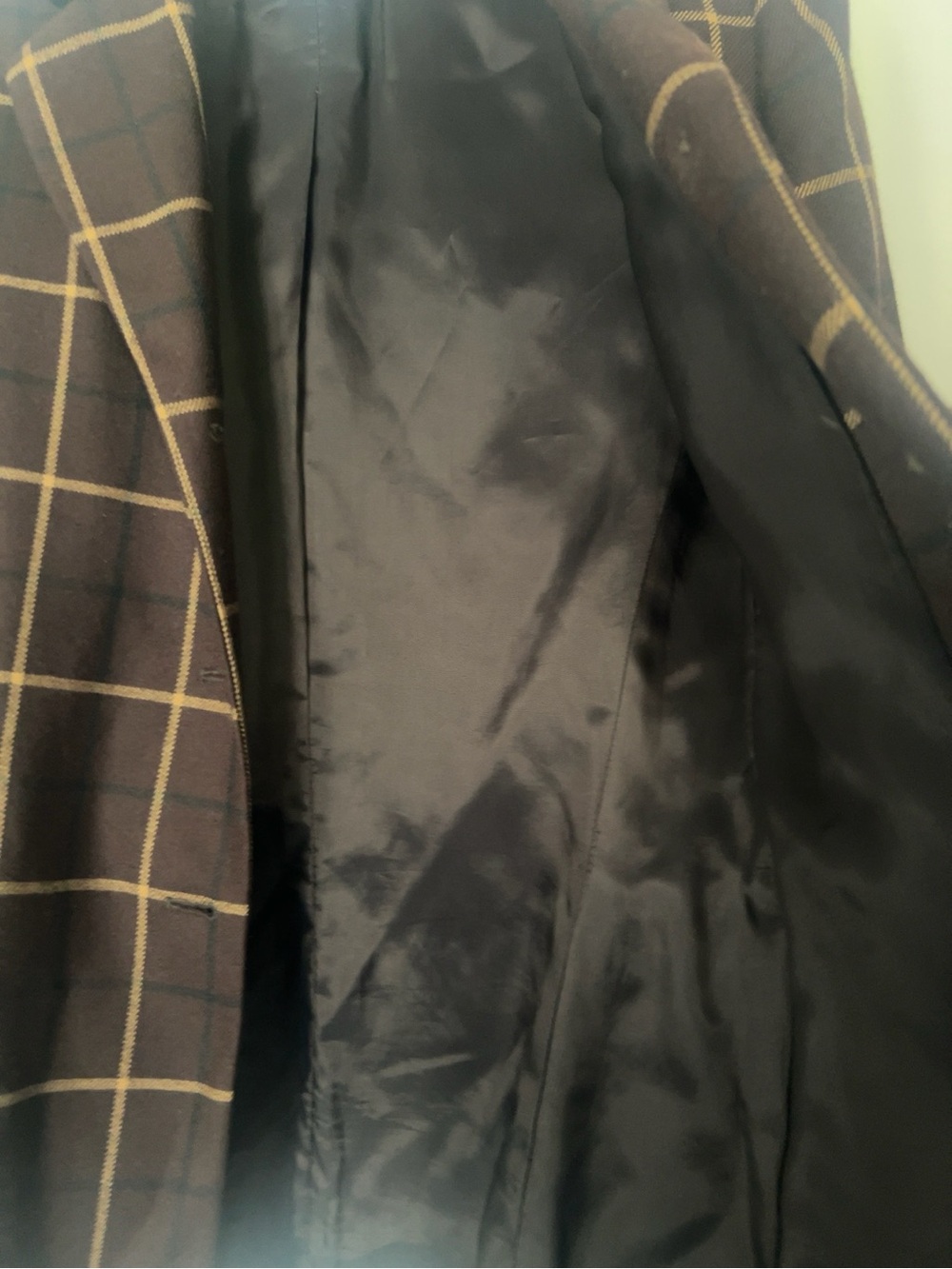 Vintage Jennifer Moore 100% Wool Windowpane Plaid Blazer Brown Sz6 Velvet Collar - Picture 6 of 8